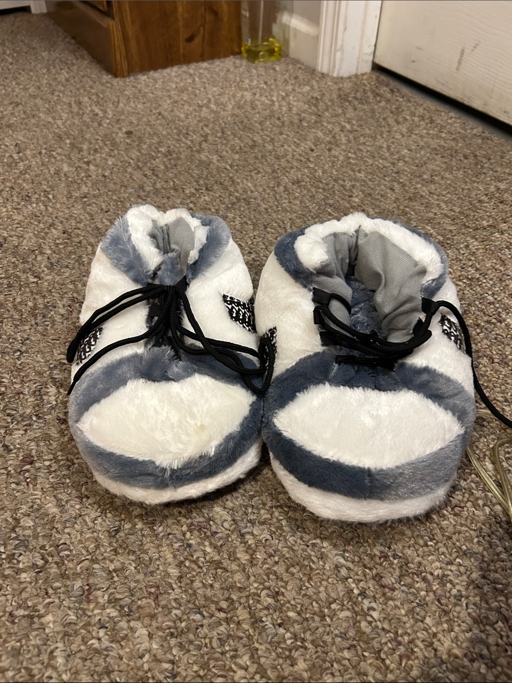 Kids Plush Bootie Slippers in White and Gray
